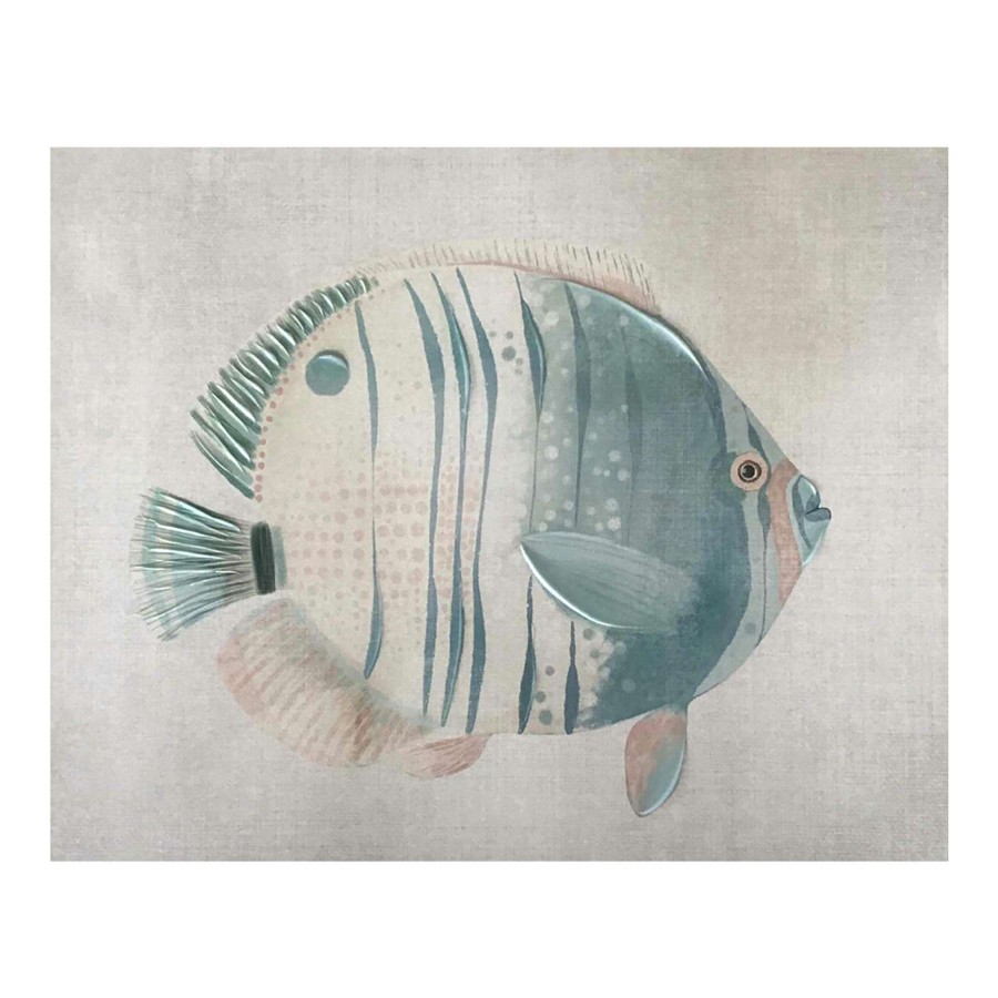 Wall Art * | Ty Pennington Turquoise Fish Canvas Wall Art, 20 16 Special Design