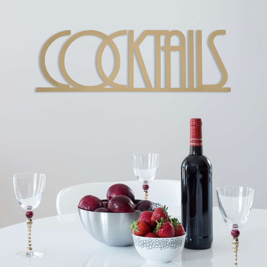 Wall Art * | 25X8 Cocktails Metal Word Wall Decor Special Design