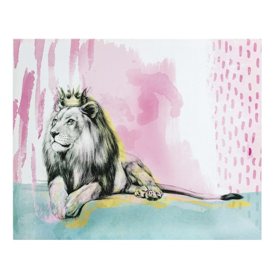 Wall Art * | Pink Lion Abstract Canvas Wall Art, 20 16 Sale Online