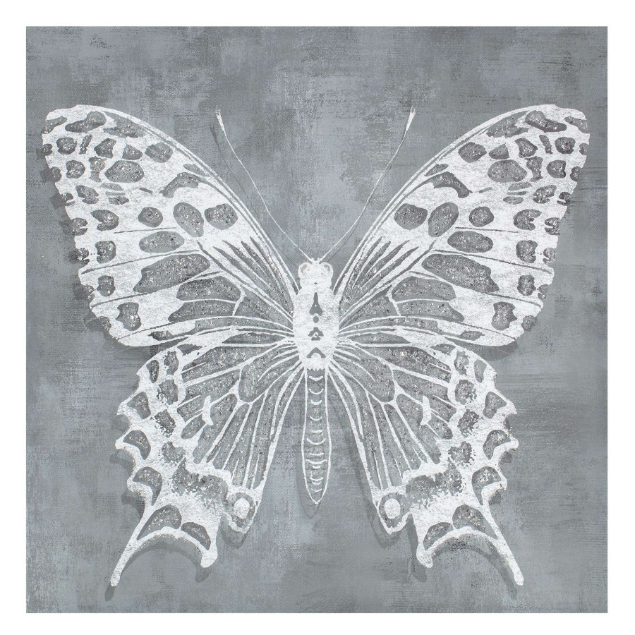 Wall Art * | Laila Ali 24X24 Silver Butterfly Canvas Glamor Model