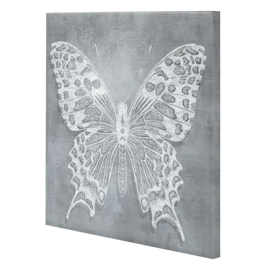 Wall Art * | Laila Ali 24X24 Silver Butterfly Canvas Glamor Model