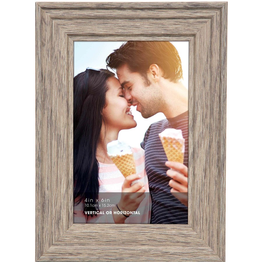 Tabletop Frames * | 4X6 Barnwood Ridged Profile Tabletop Photo Frame For Sale