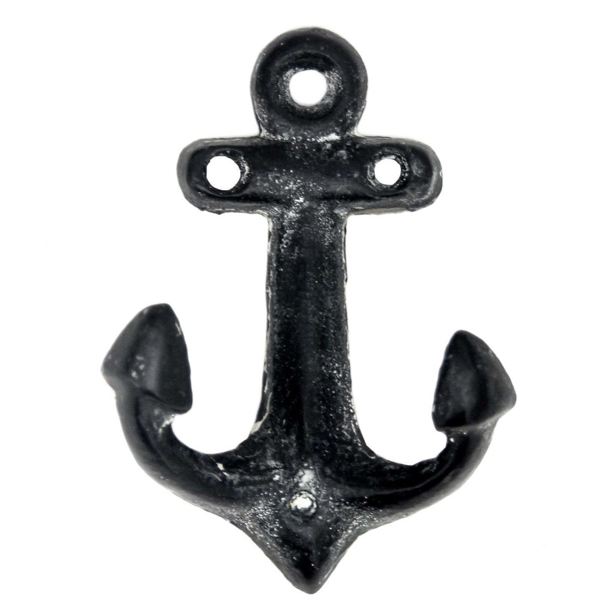 Wall Accents * | 3X4 Metal Gunmetal Anchor Hook Sale Online