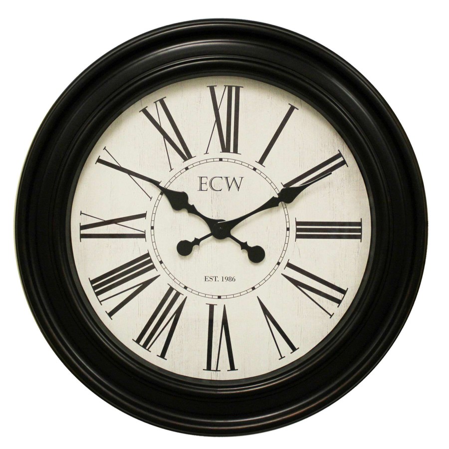 Clocks * | 30In. Distressed Bronze Round Wall Clock Promotion