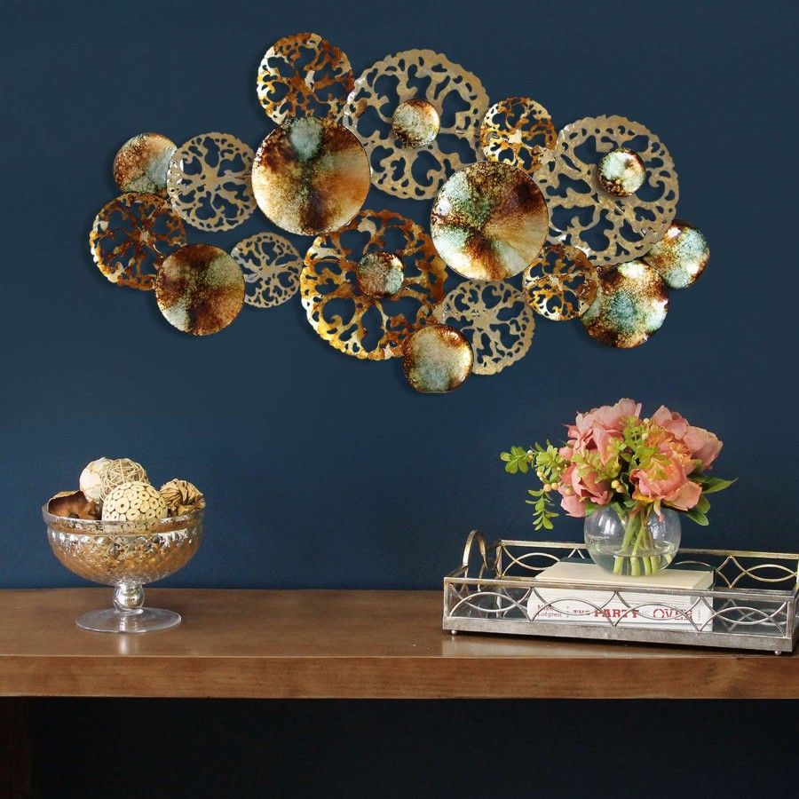 Wall Art * | 53X30 Multi Circle Metal Wall Decor Centerpiece Best Quality