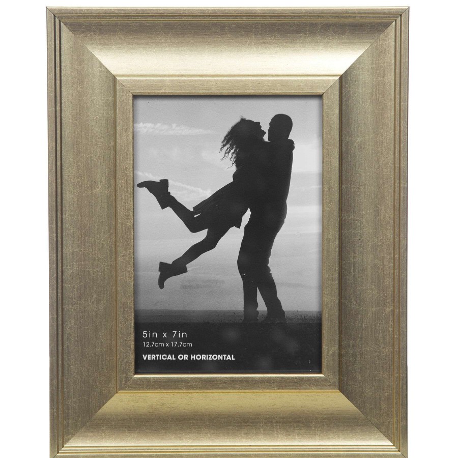 Tabletop Frames * | Wide Gold Slant Profile Tabletop Photo Frame, 5 7 Shoping Model