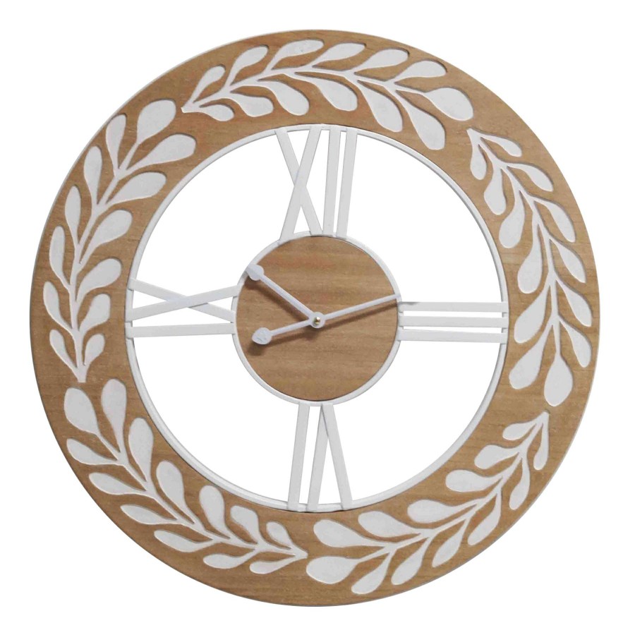 Clocks * | Etched Wooden Wall Clock, 24 Delicate Design