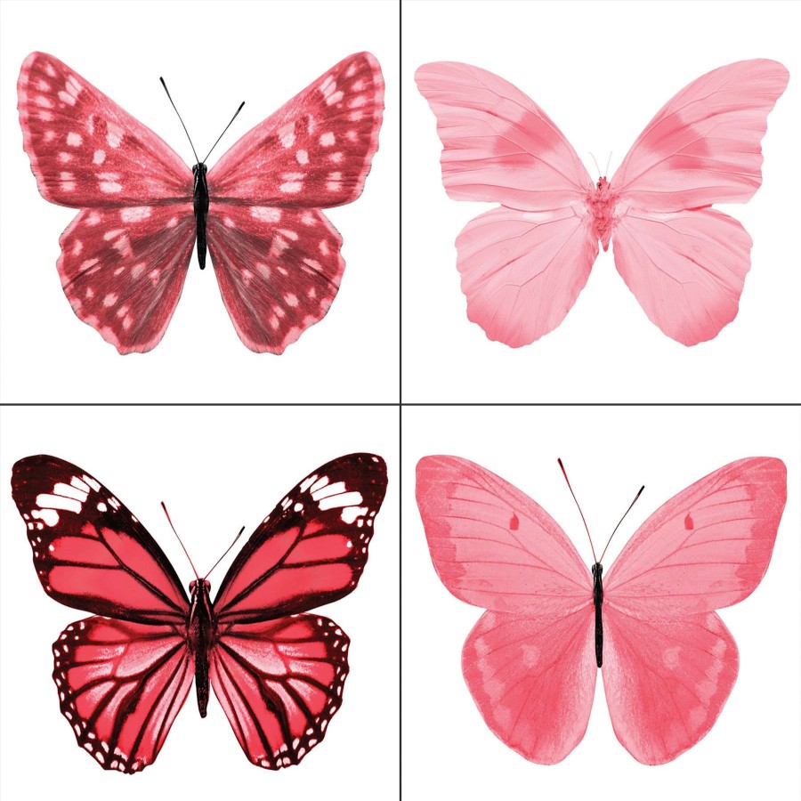 Wall Art * | 4-Piece 10 Butterflies Canvas Wall Art Set The Latest Fashion