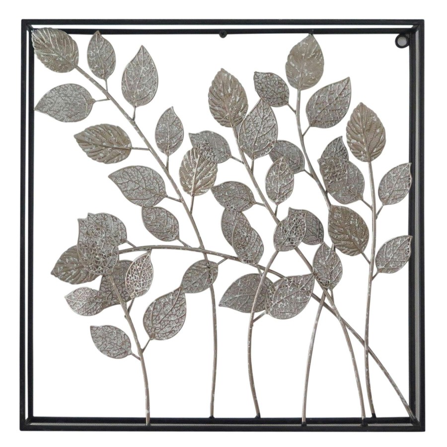 Wall Art * | Metal Whitewashed Leaves Wall Art, 16 Superior Style