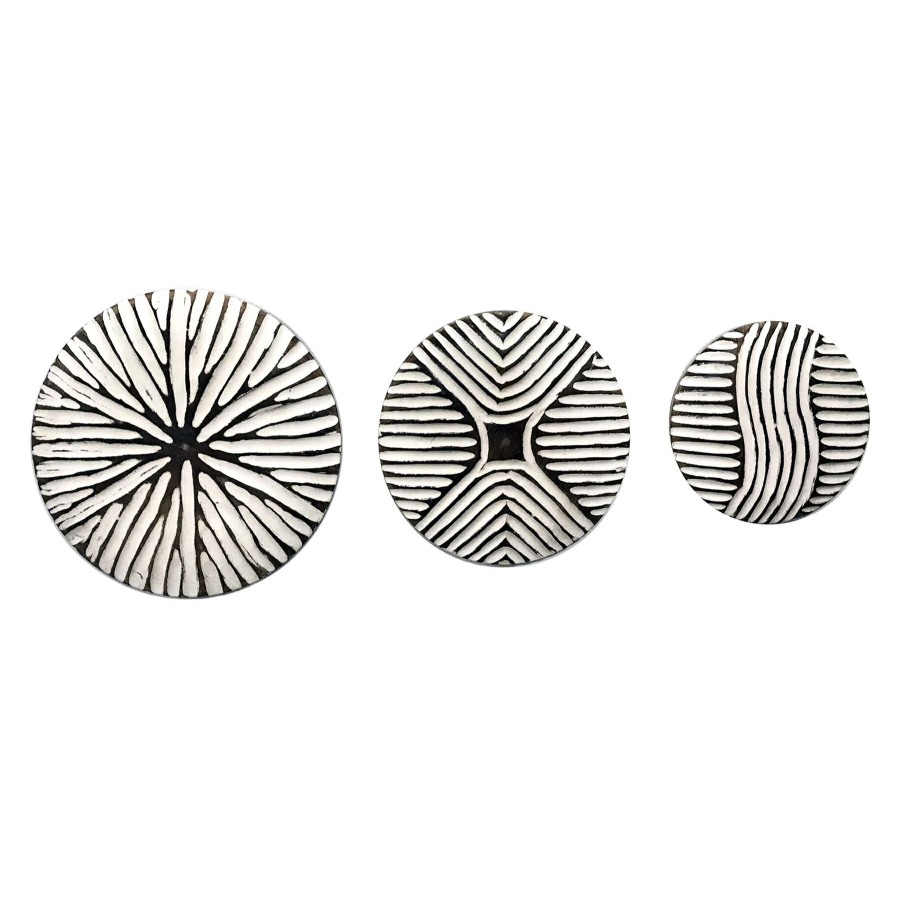 Wall Art * | 3-Piece Carved Black & White Decorative Wall Plates, 12 Limited Edition