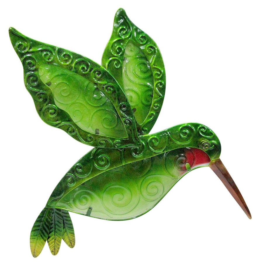 Wall Art * | Metal & Glass Hummingbird Wall Plaque Competitive Price