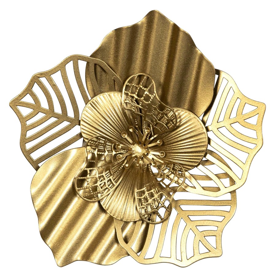 Wall Art * | Gold Metal Flower Wall Decor, 6 The Latest Fashion