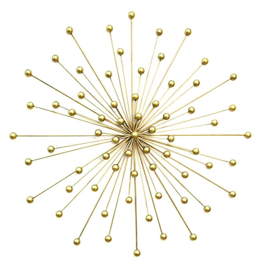 Wall Art * | Gold Metal Starburst Wall Decor, 28 Sale