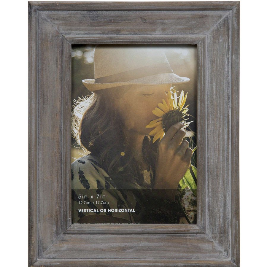 Tabletop Frames * | 5X7 Distressed Grey Slant Tabletop Photo Frame Promotion