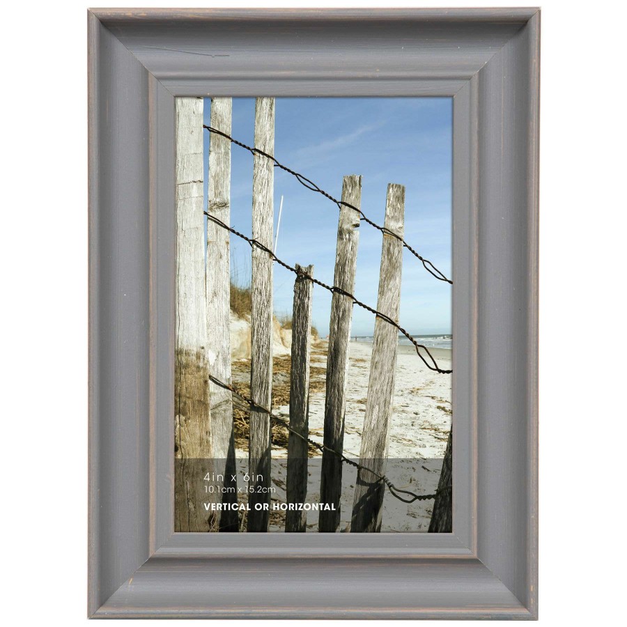 Tabletop Frames * | 4X6 Greywash Scoop Profile Tabletop Photo Frame Competitive Price