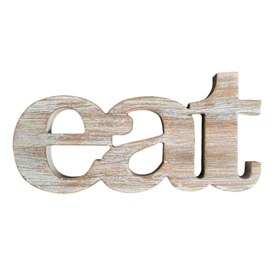 Wall Art * | Whitewashed Wooden Eat Cutout Sign, 13 6 Unique Style