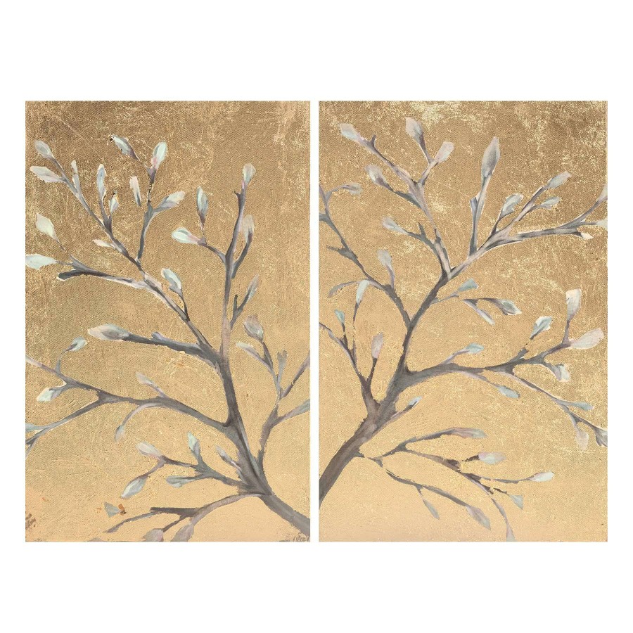 Wall Art * | 2-Piece Tan Trees Canvas Wall Art Set, 12 18 Exactly Discount