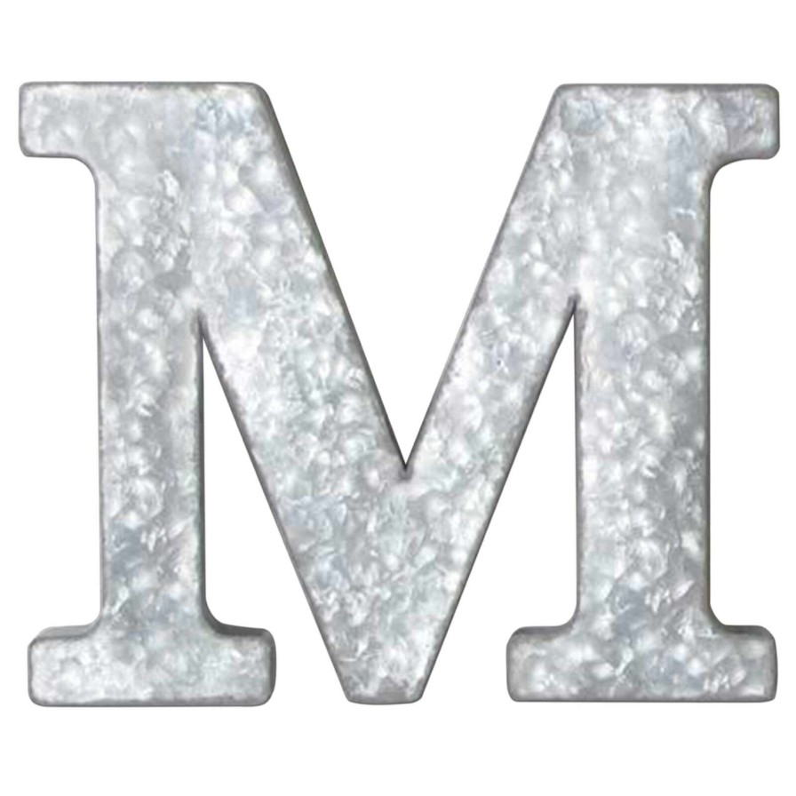 Wall Art * | 12In. Galvanized Metal Monogram M Competitive Price