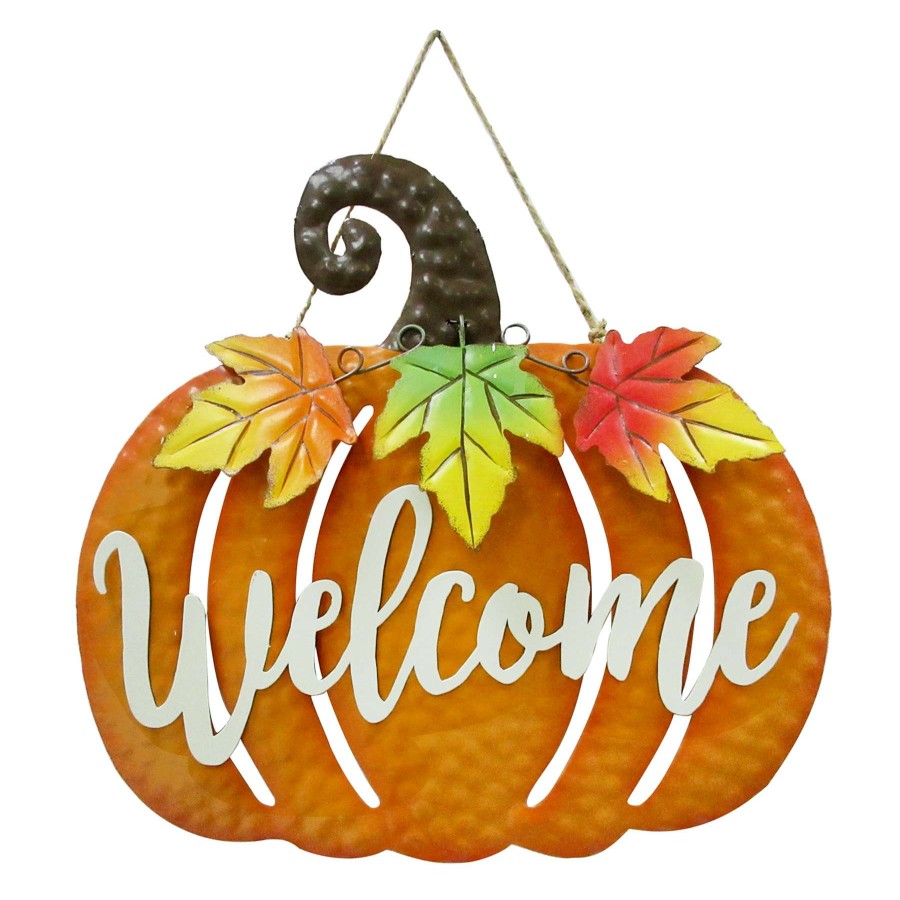 Wall Art * | Metal Welcome Pumpkin Hanging Sign, 12 Fantastic Model