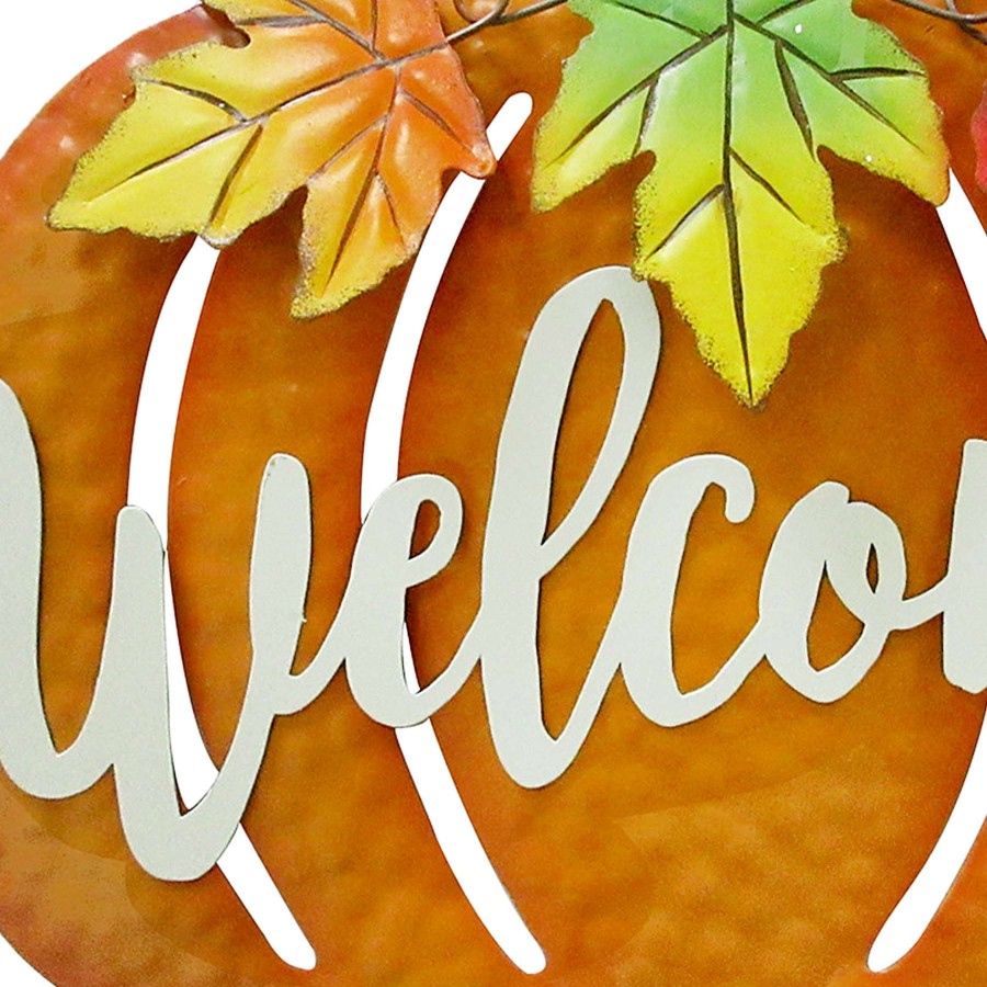 Wall Art * | Metal Welcome Pumpkin Hanging Sign, 12 Fantastic Model