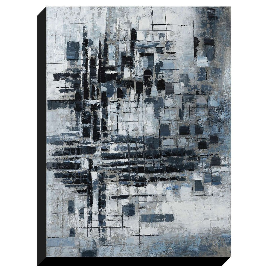 Wall Art * | 30X40 Grey Squares Enhanced Canvas Superior Style