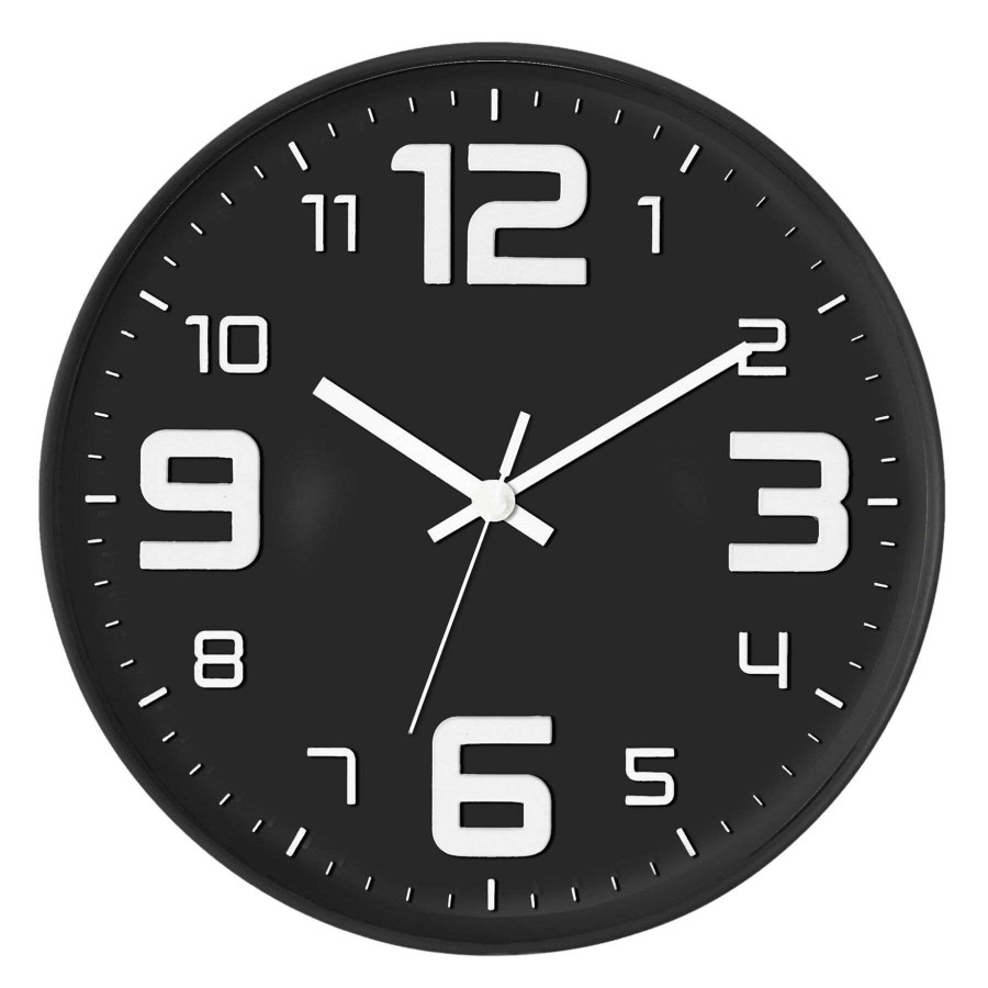 Clocks * | 12In. Black/White 3D Dial Round Wall Clock Limited Edition