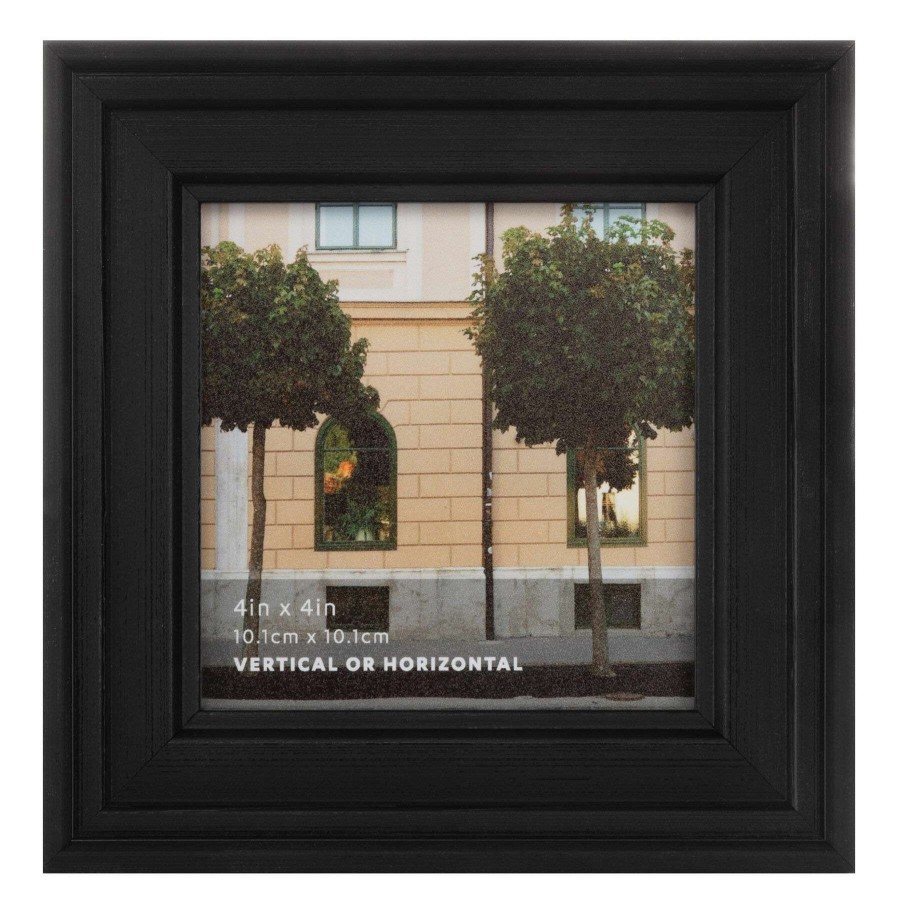 Tabletop Frames * | Black Ridged Profile Tabletop Photo Frame, 4 Promotion