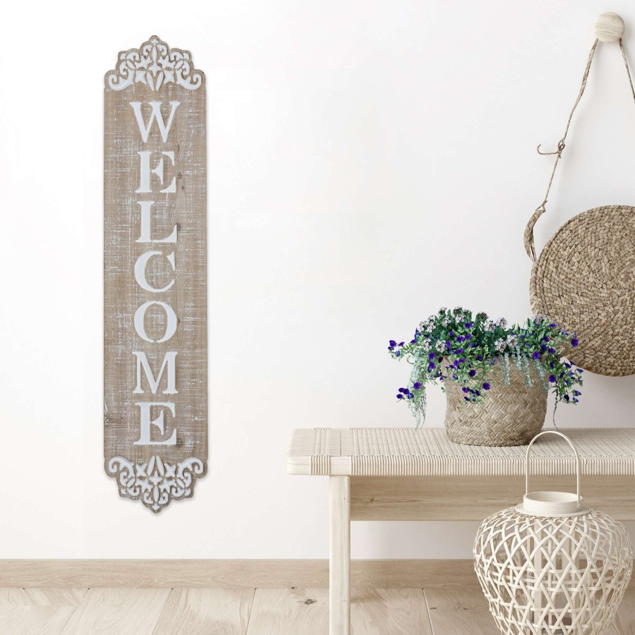 Wall Art * | Grace Mitchell Wooden Welcome Sign, 6 24 Typical Style