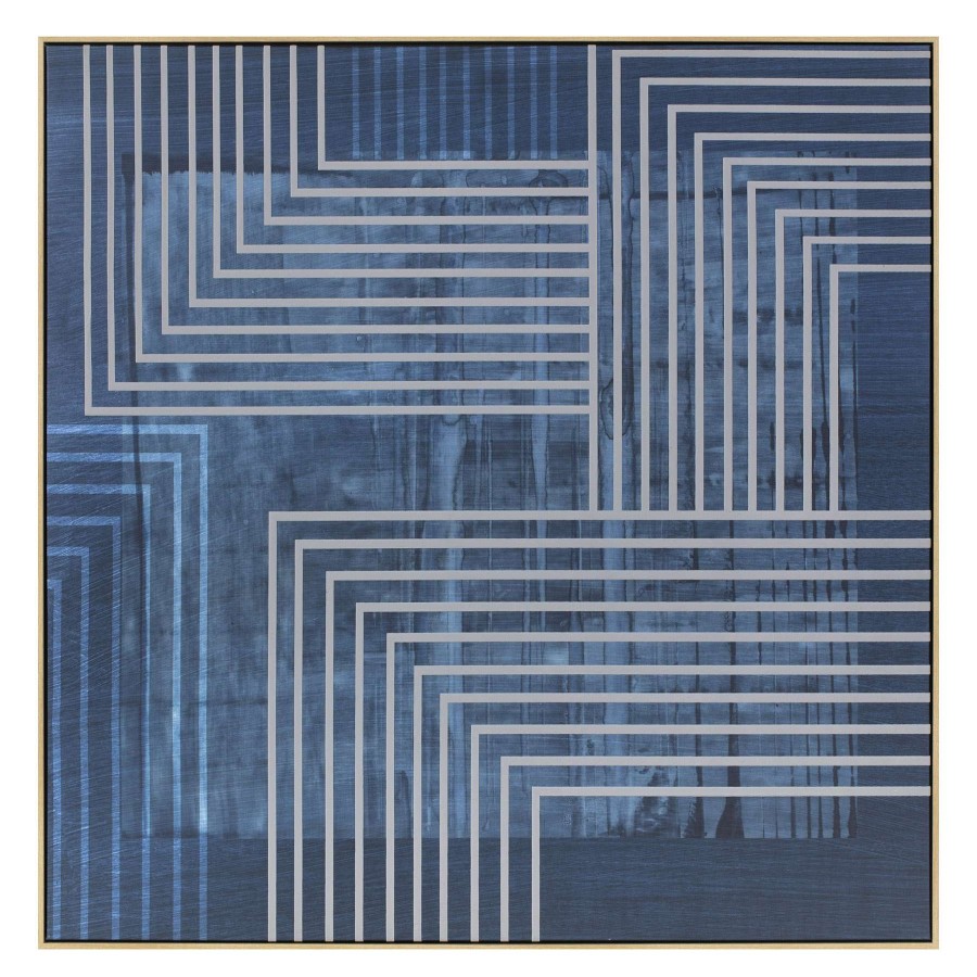 Wall Art * | Ty Pennington 40X40 Framed Blue Line Canvas Latest Fashion