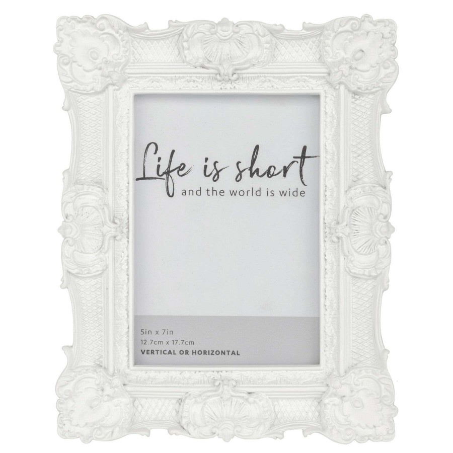 Tabletop Frames * | 5X7 White Ornate Resin Tabletop Photo Frame Attractive Model