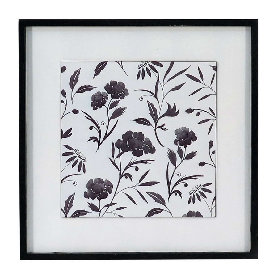 Wall Art * | Black & White Floral Wood Wall Art, 16 16 Exactly Discount