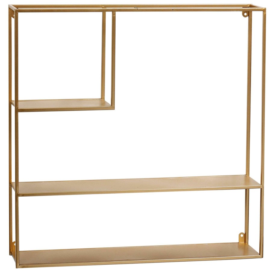 Wall Accents * | Metal Square Gold Wall Shelf, 24 At Lower Price