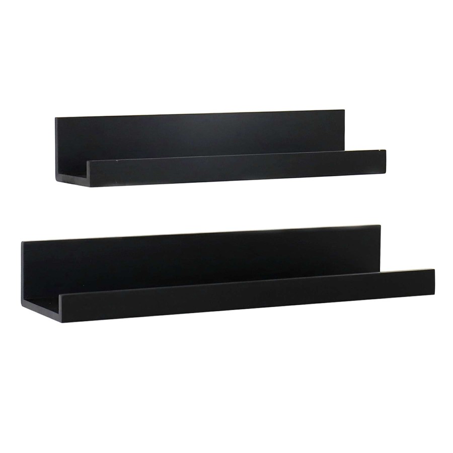 Wall Accents * | 24In Black Wood Shelf Set -2Pc Original Model