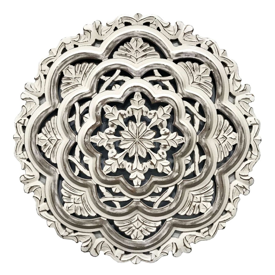 Wall Art * | 30X30 Carved Wood Wall Medallion At Discount Prices