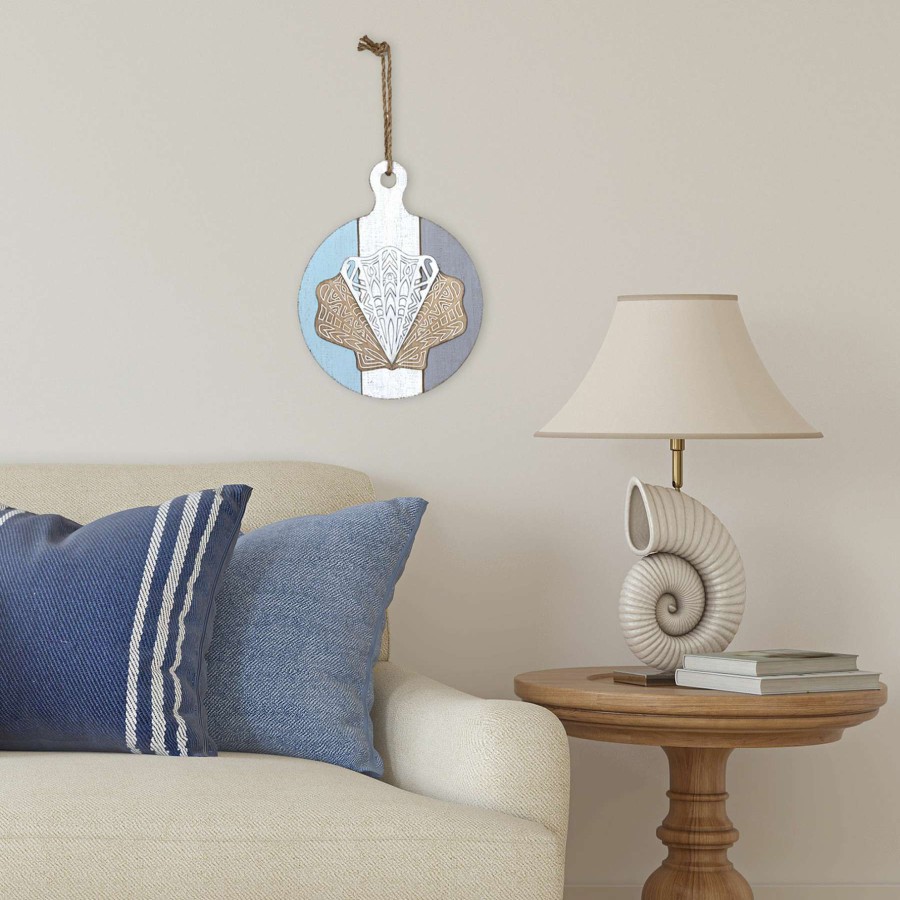 Wall Art * | Ty Pennington Hanging Wooden Sea Shell, 15 Wholesale