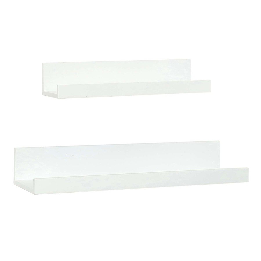 Wall Accents * | 24In White Wood Shelf Set -2Pc The Latest Fashion