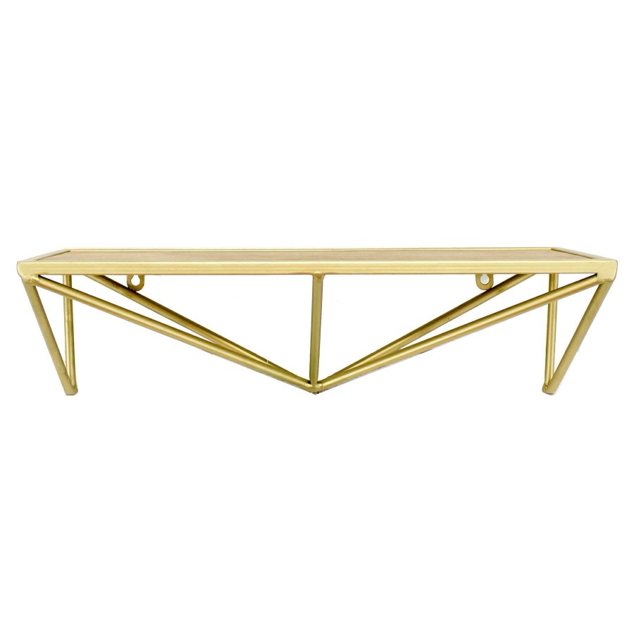 Wall Accents * | 18In. Geometric Metal/Wood Shelf Delicate Design