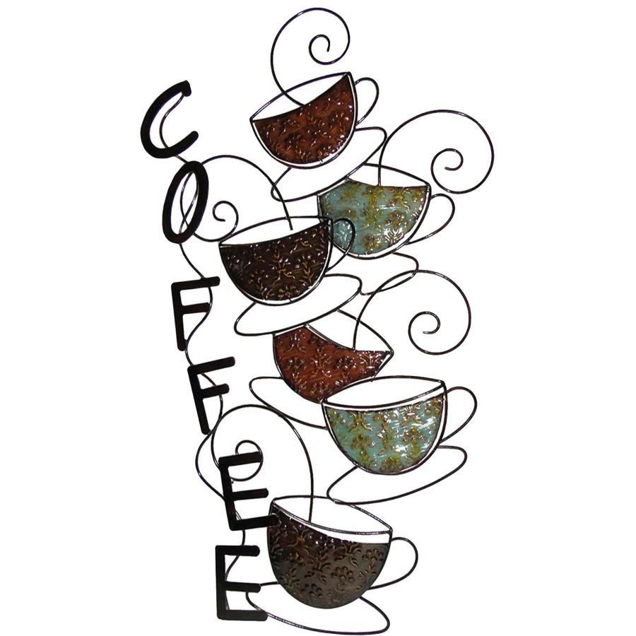 Wall Art * | 17X30 Coffee Cups Metal Wall Decor Best Quality