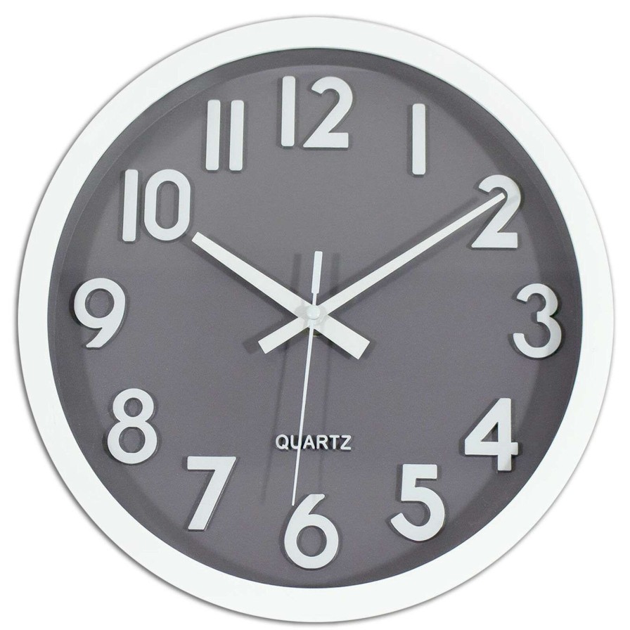 Clocks * | Round Grey Wall Clock, 10 Original Model