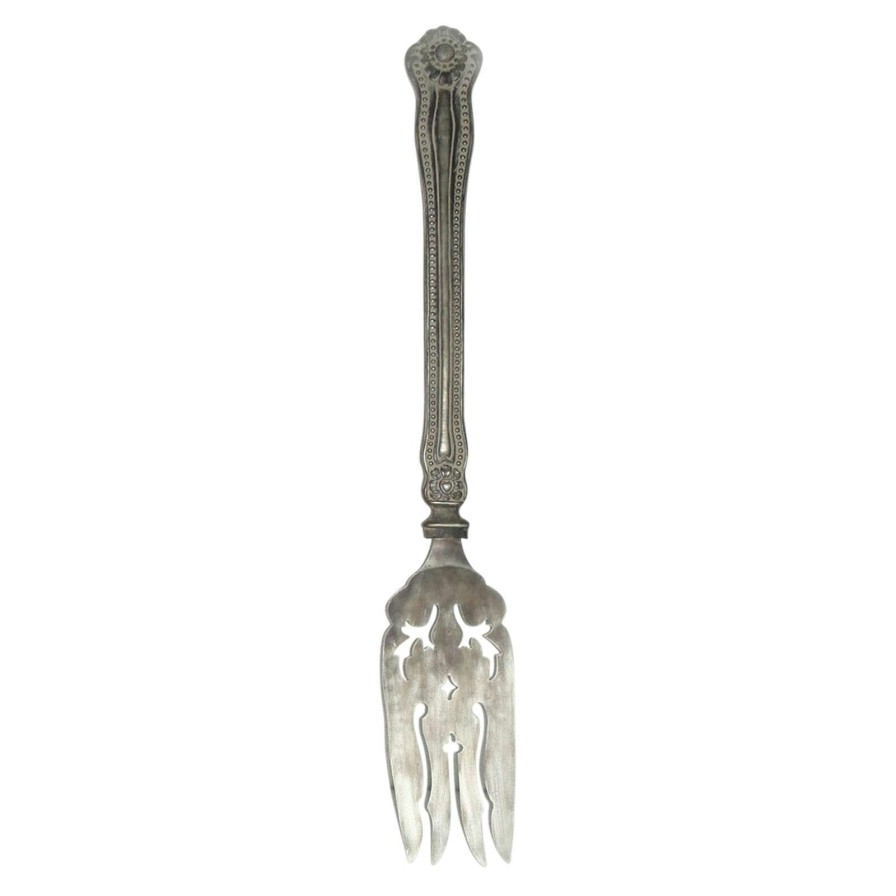 Wall Art * | 10X52 Metal Silver Spoon And Fork Wall Decor Sale Online