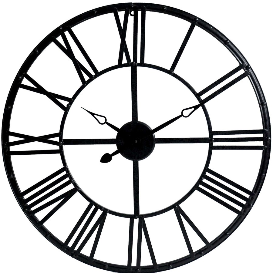 Clocks * | 28In. Metal Black Wall Clock Discounts