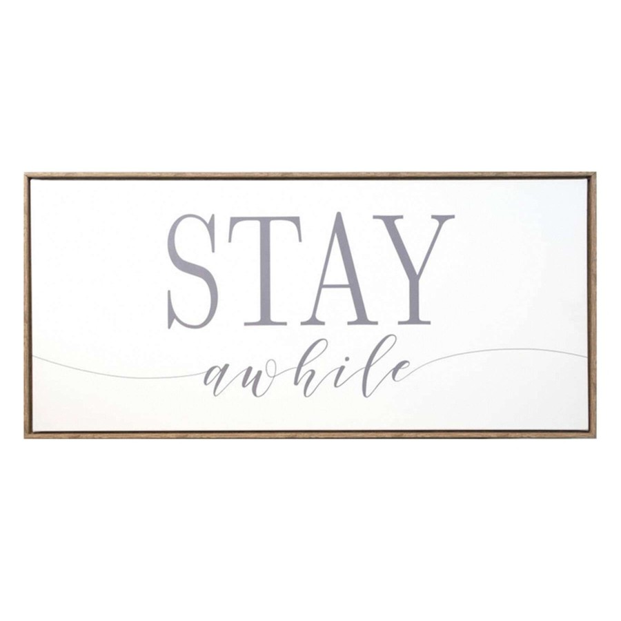 Wall Art * | 38X18 Stay Awhile Framed Canvas Art Sale