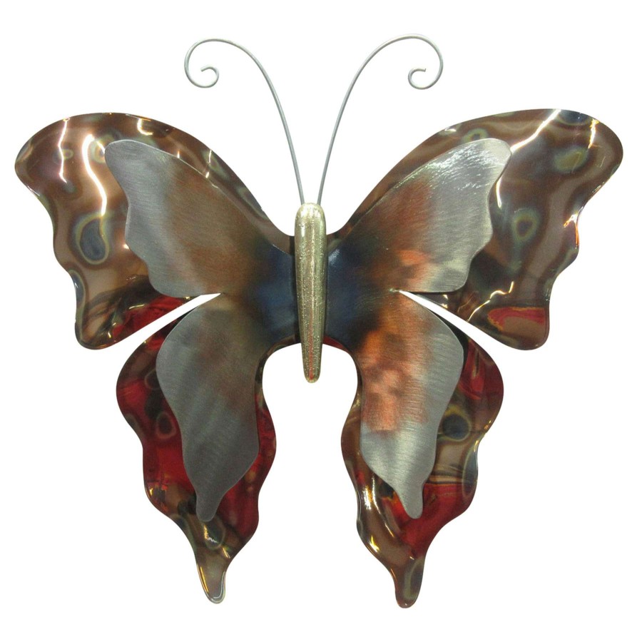 Wall Art * | Butterfly Metal Wall Plaque, 15 At Lower Price