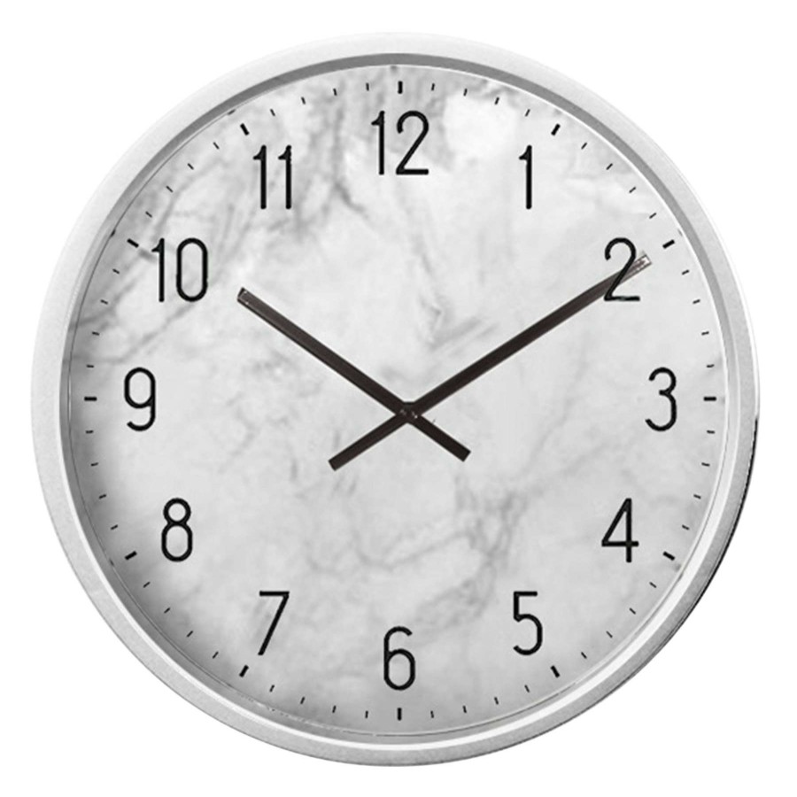 Clocks * | White Marbled Clock, 12 Absolute Quality