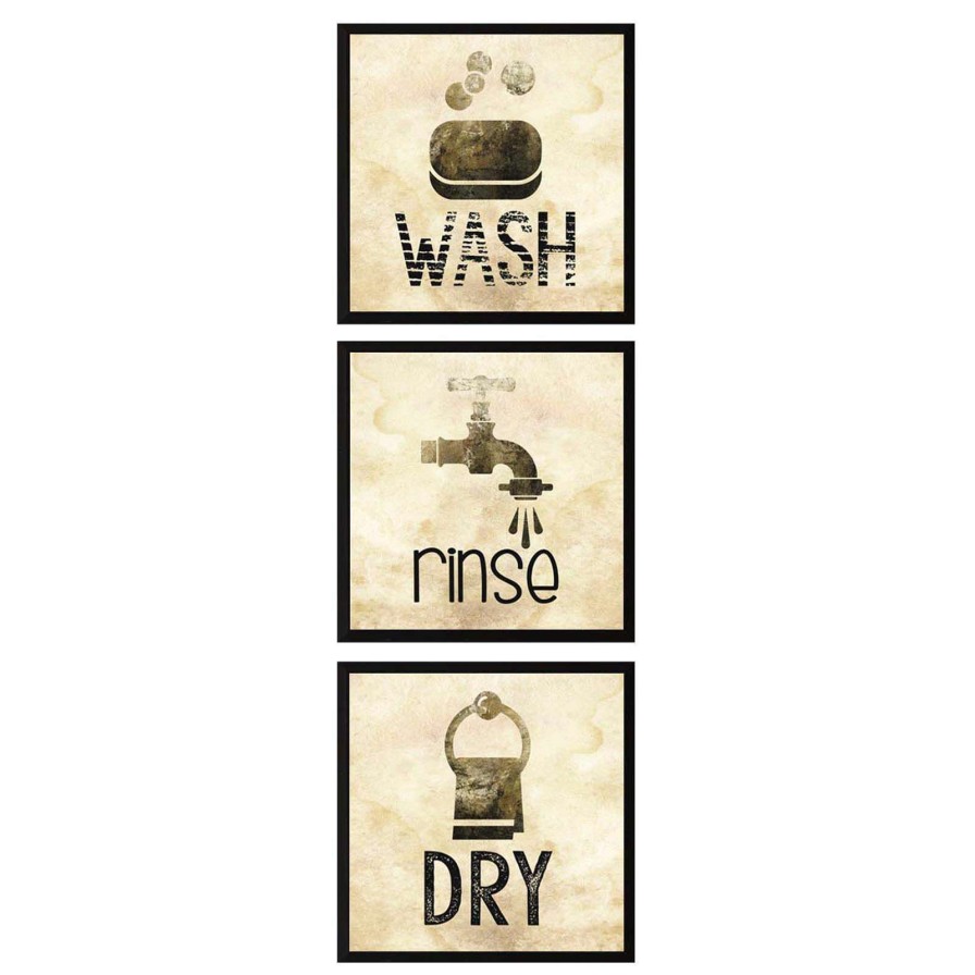 Wall Art * | 8X8 3-Pc Bathroom Art Wood Plaques Unique Style