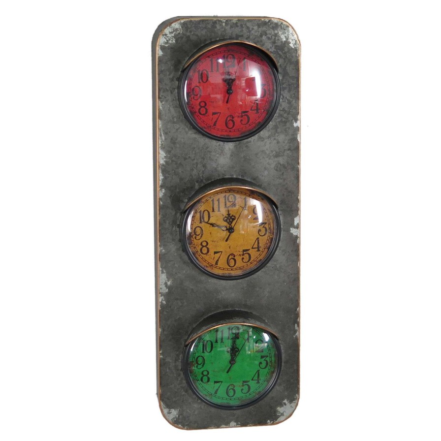 Clocks * | 9X26 Metal Three Colors Wall Clock At Lower Price