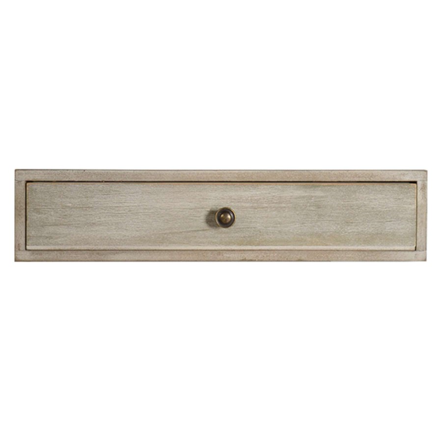 Wall Accents * | 12In. Wood Distressed Brown Drawer Shelf The Latest Fashion