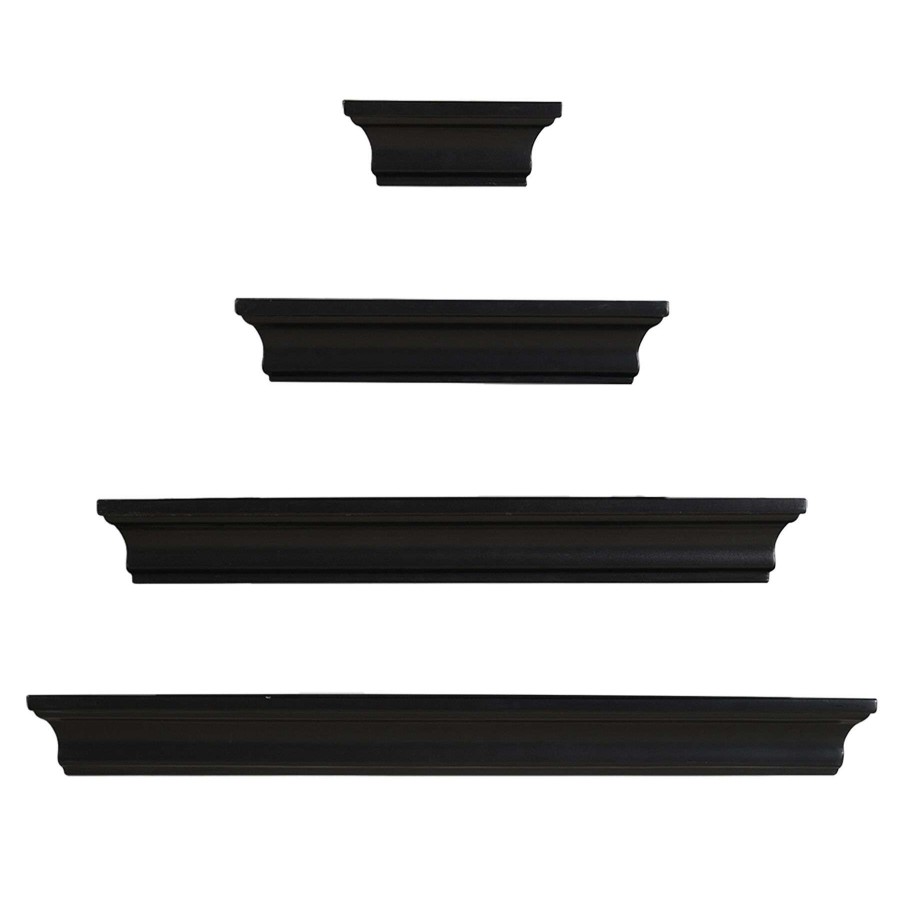 Wall Accents * | Kate Black Wood 4-Piece Ledge Set Excellent