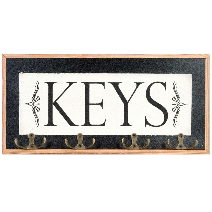 Wall Accents * | 15X7 Wood/Metal Keys 4 Wall Hooks Best Quality