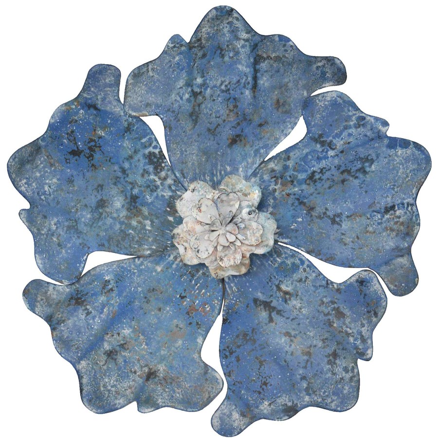 Wall Art * | 13X13 Metal Wall Flower Decor Sale Online